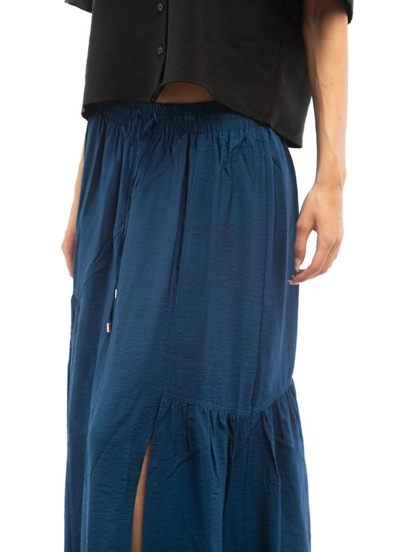 Blue Viscose Long Skirt
