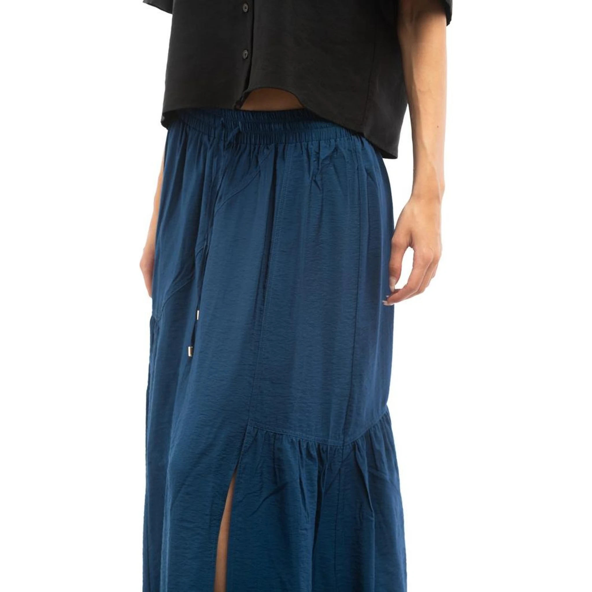 Blue Viscose Long Skirt