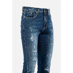 Blue Cotton Slim Fit Jeans
