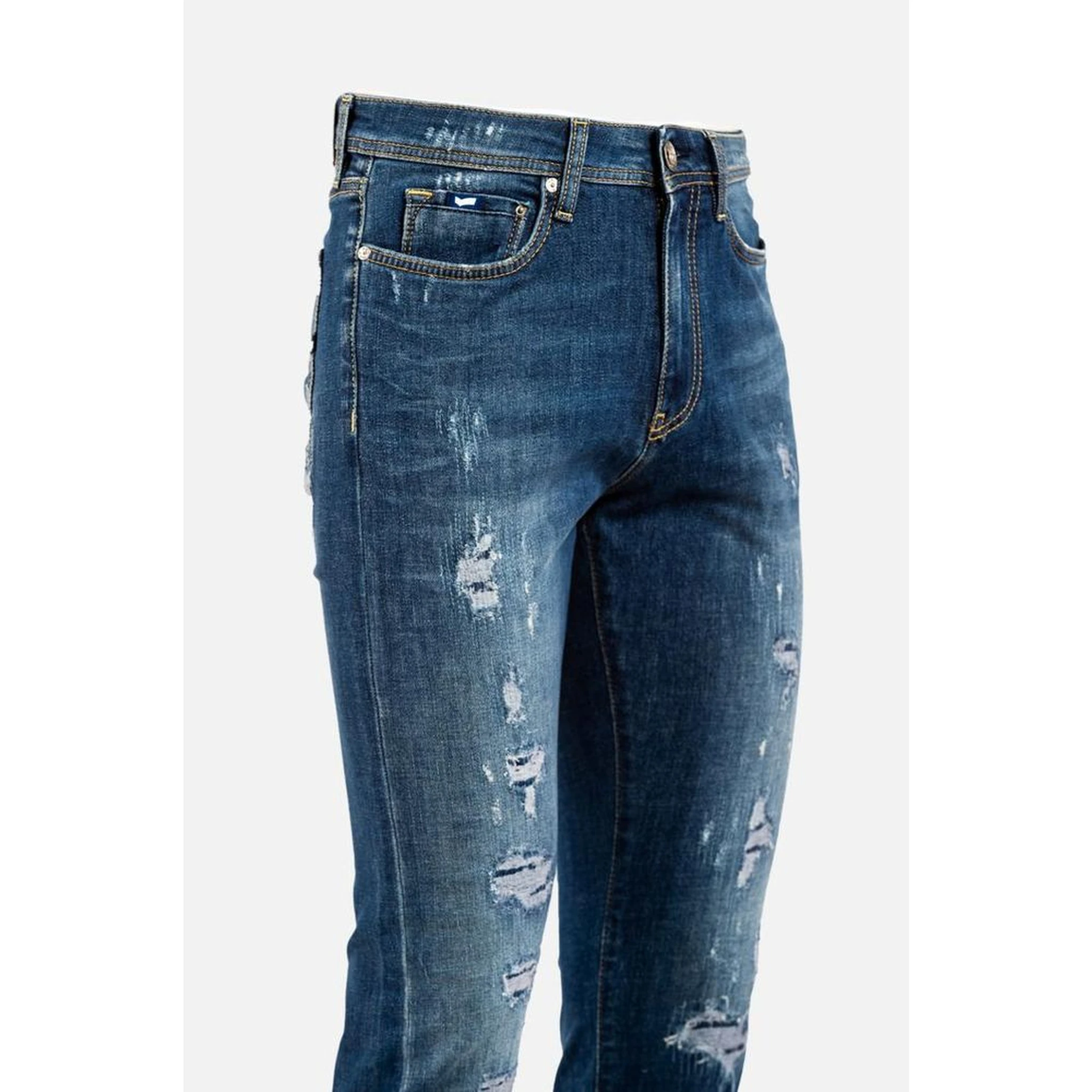 Blue Cotton Slim Fit Jeans
