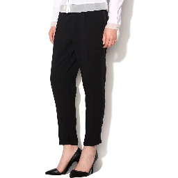 Black Polyester Casual Pants