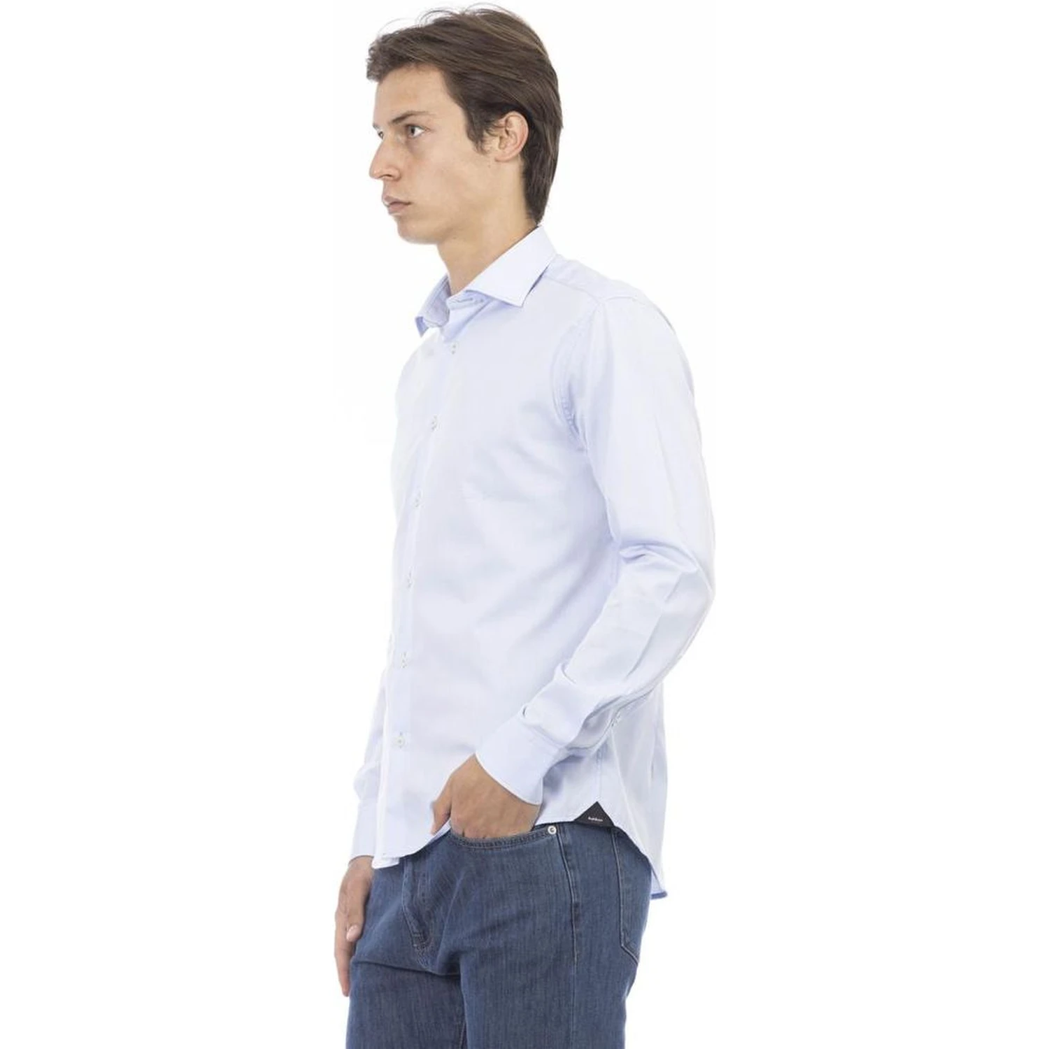Blue Cotton Long Sleeve T-Shirt