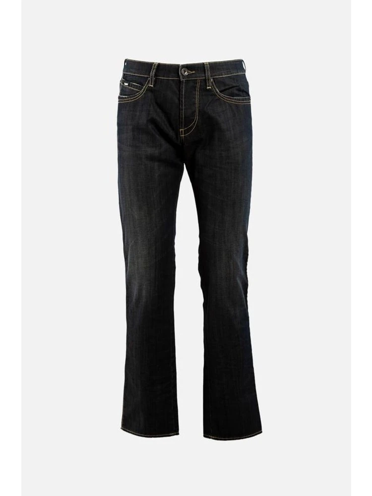 Gray Cotton Straight-Leg Jeans