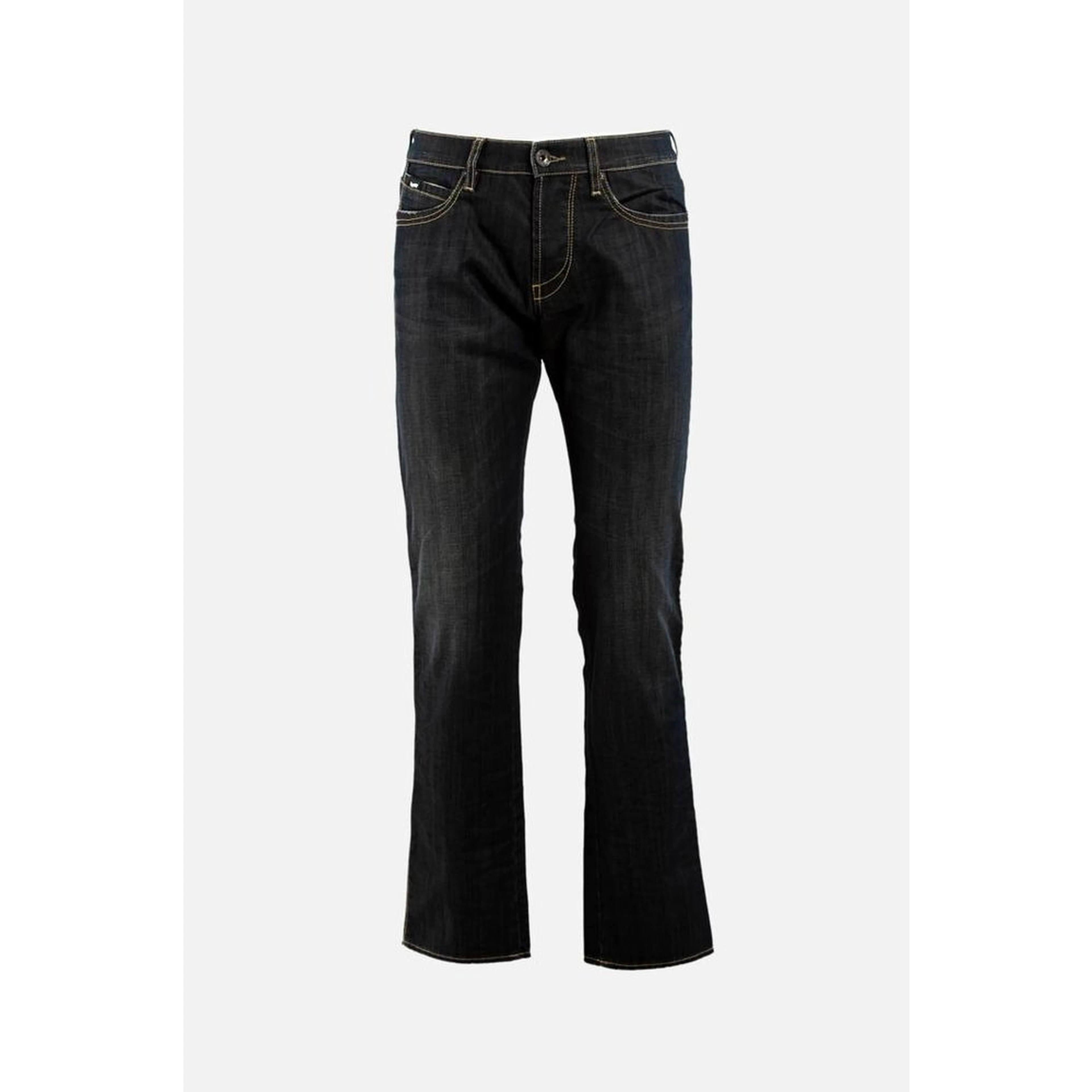 Gray Cotton Straight-Leg Jeans