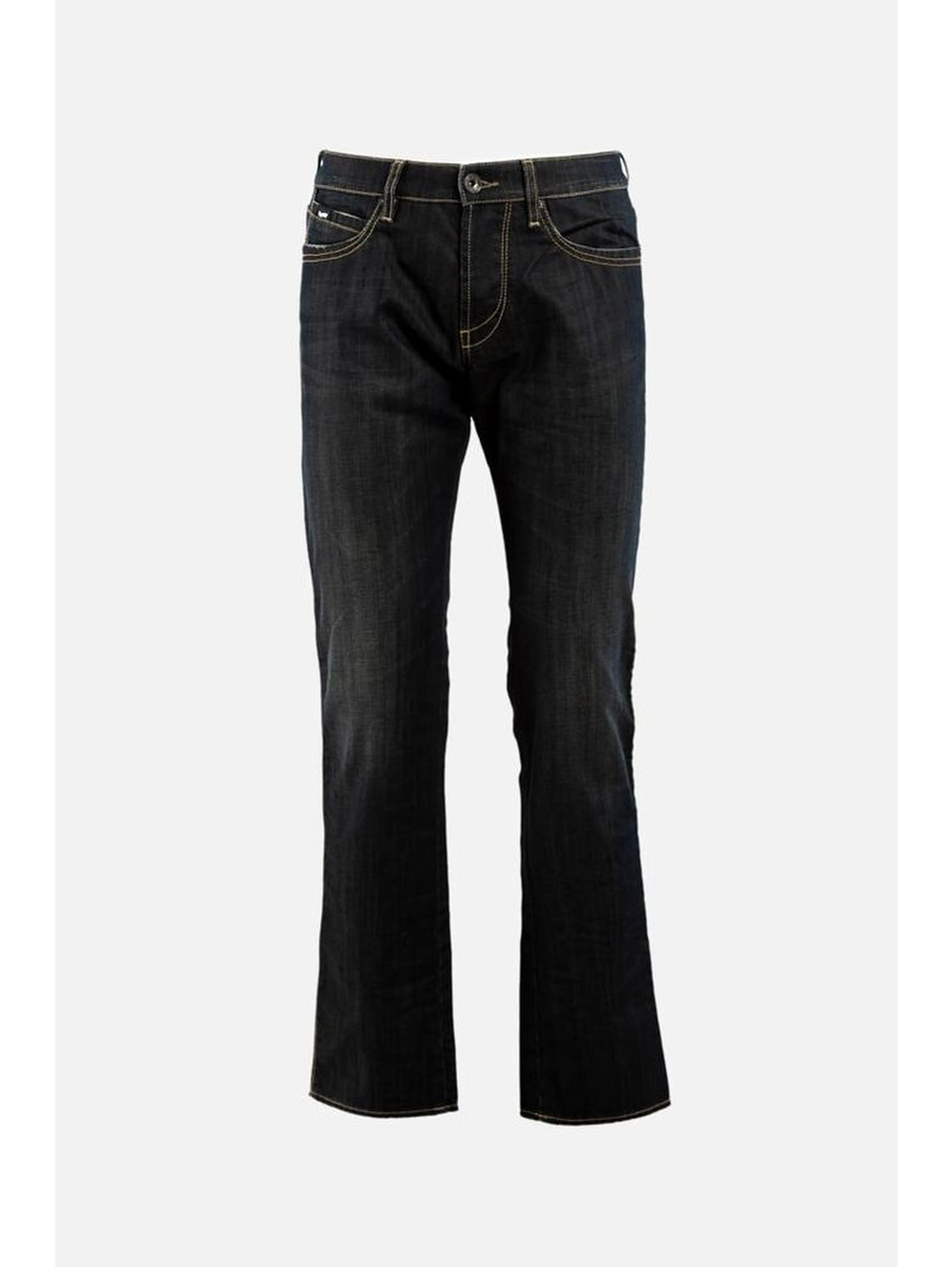 Gray Cotton Straight-Leg Jeans