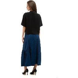 Blue Viscose Long Skirt