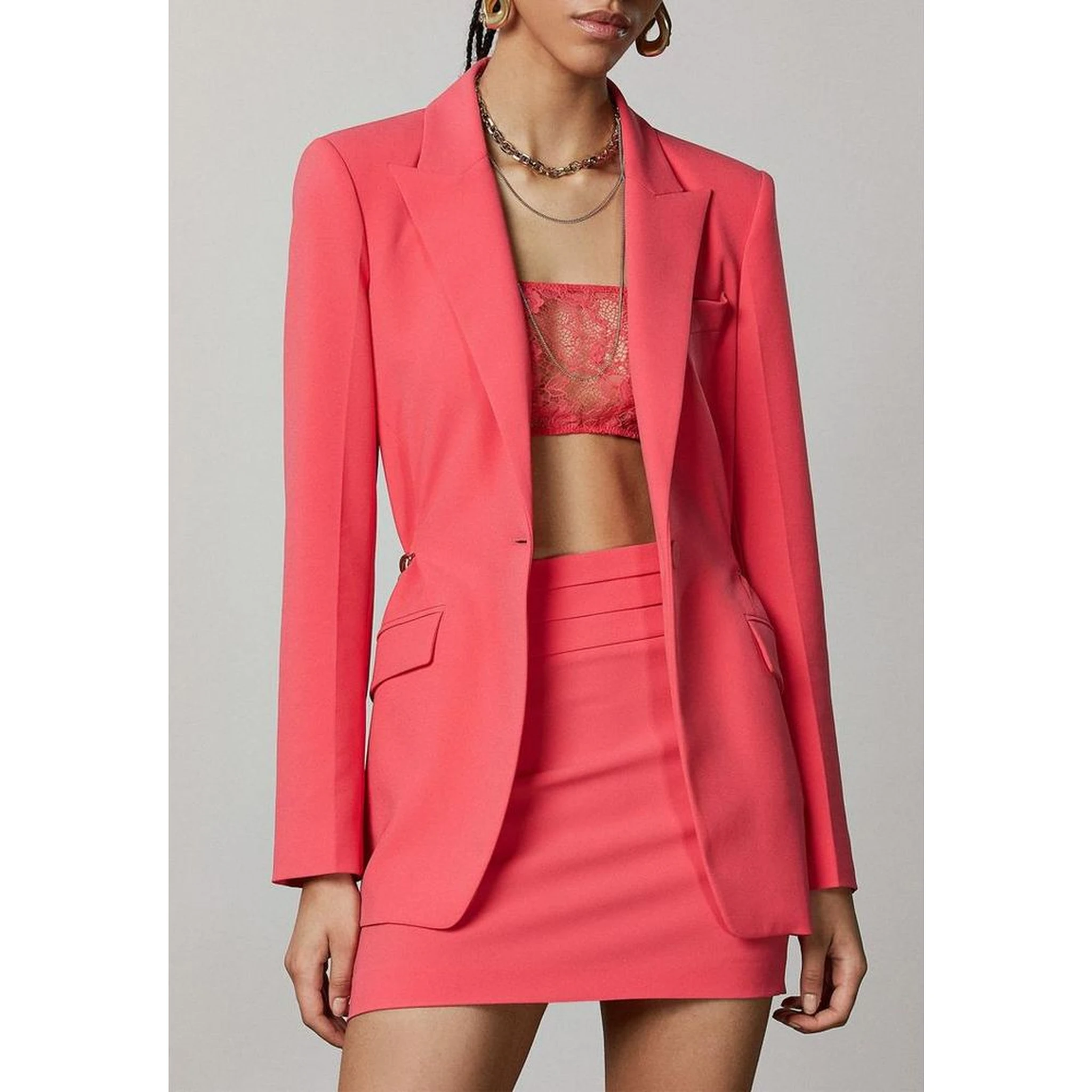Red Polyester Blazer