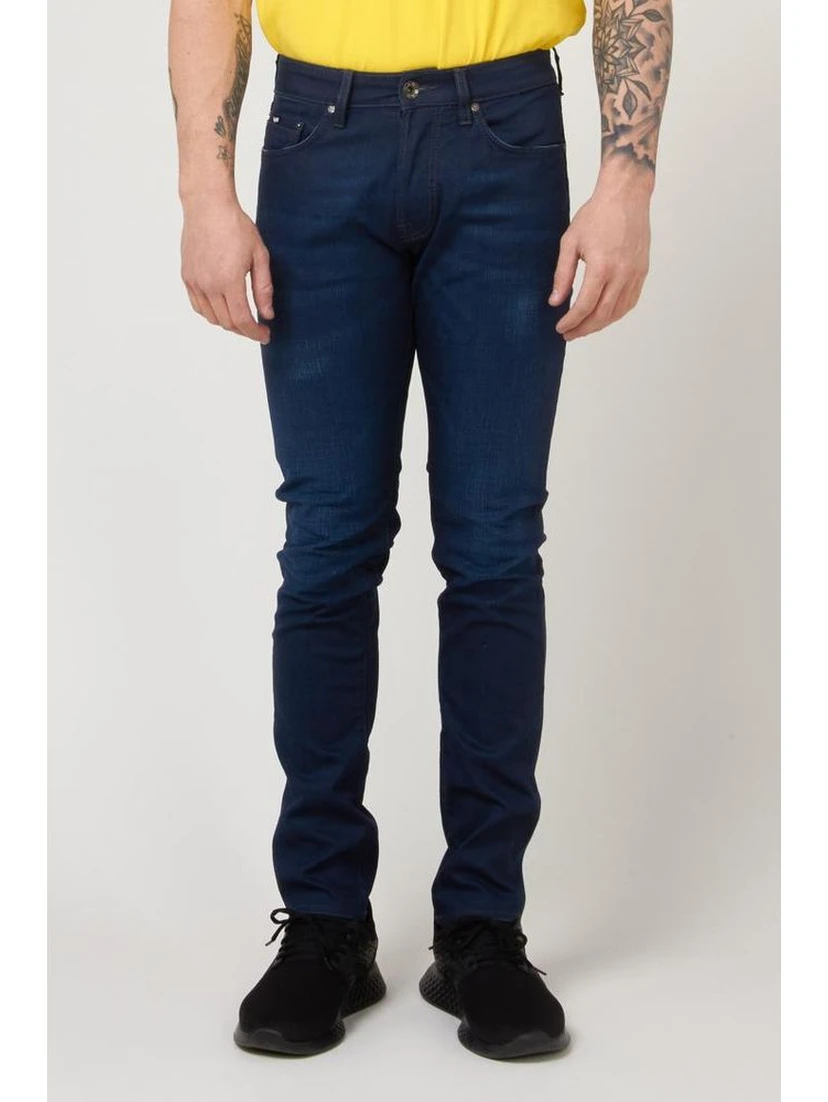 Blue Cotton Slim Fit Jeans