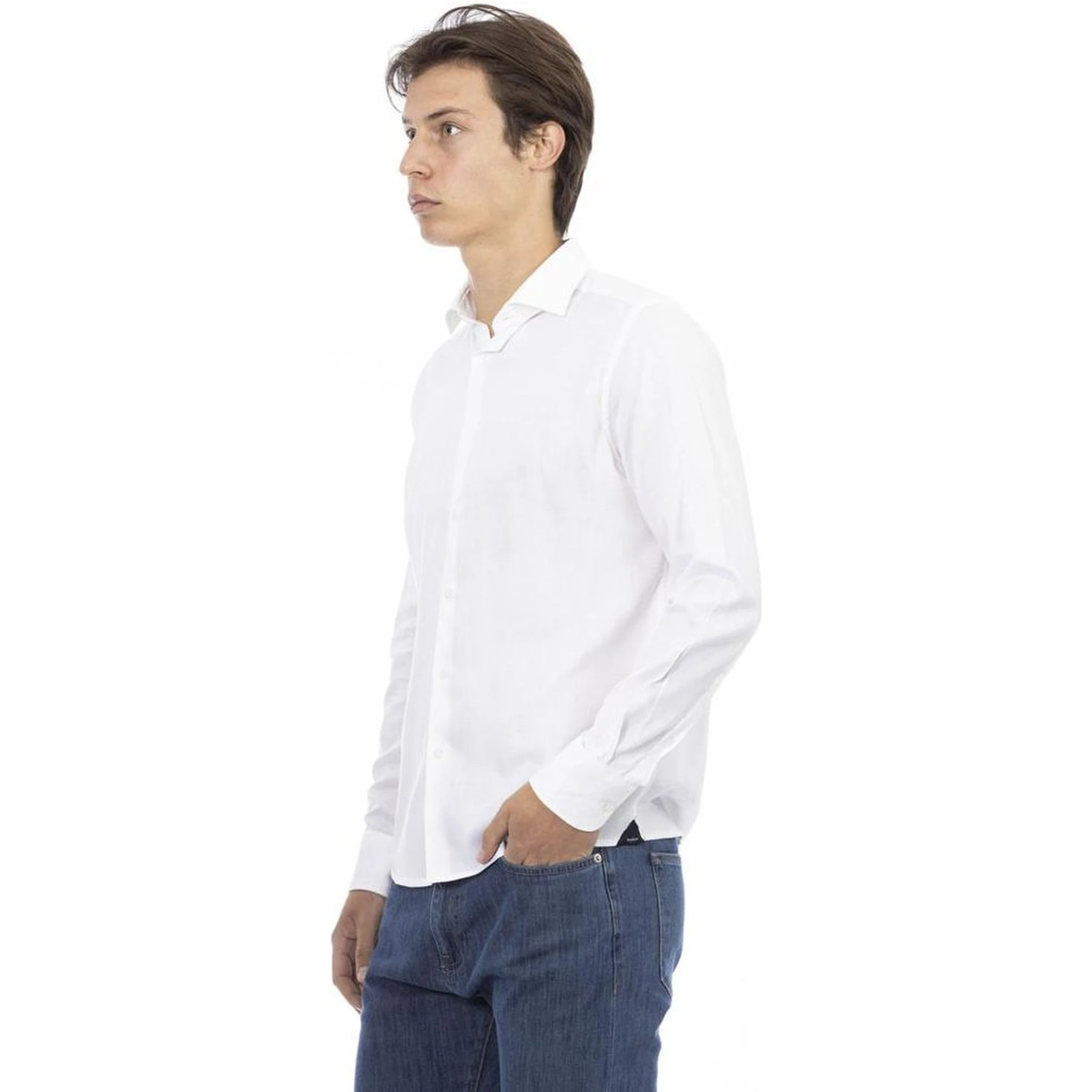 White Cotton Long Sleeve T-Shirt