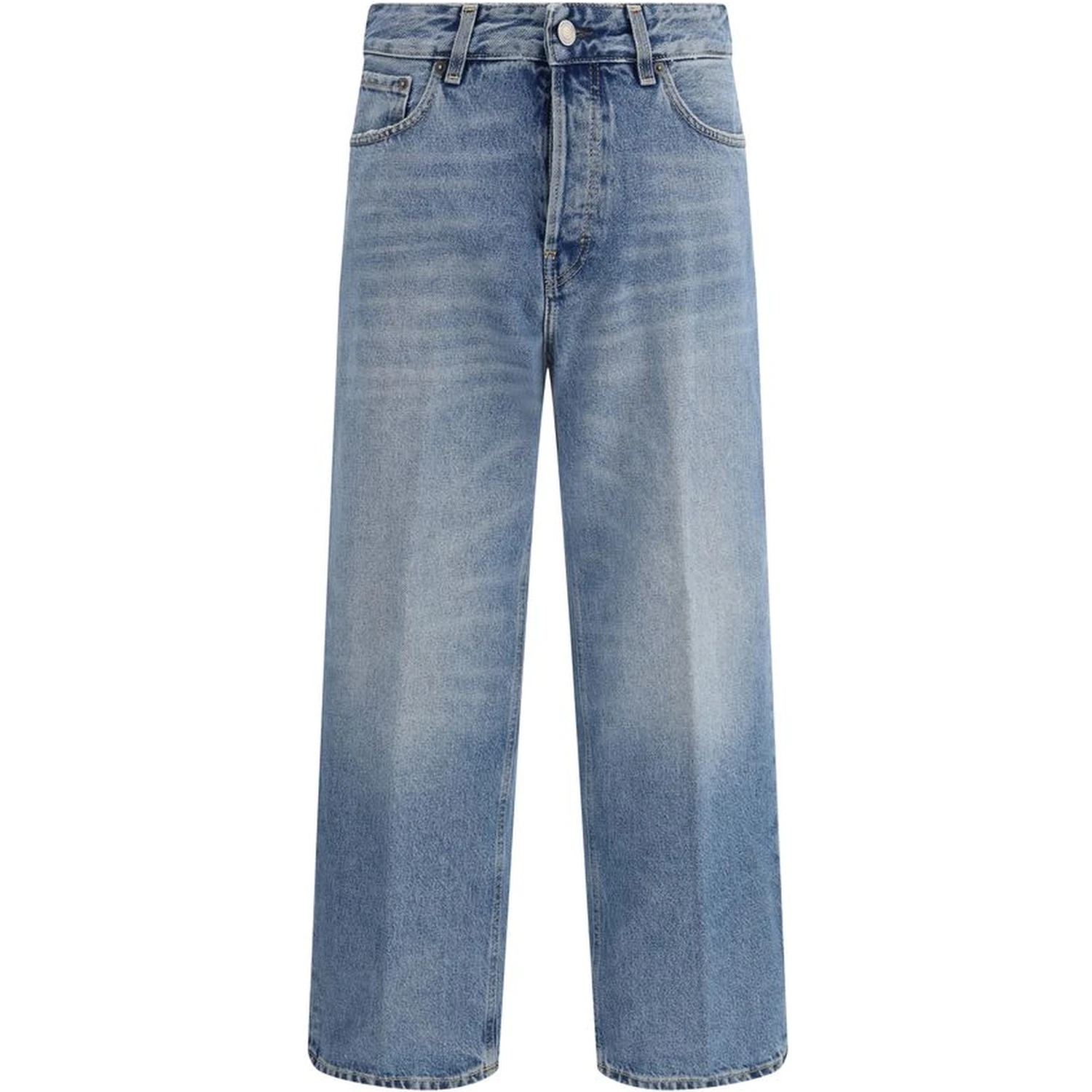 Blue Cotton Boyfriend Jeans