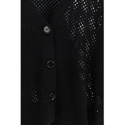 Black Fleece Wool Cardigan
