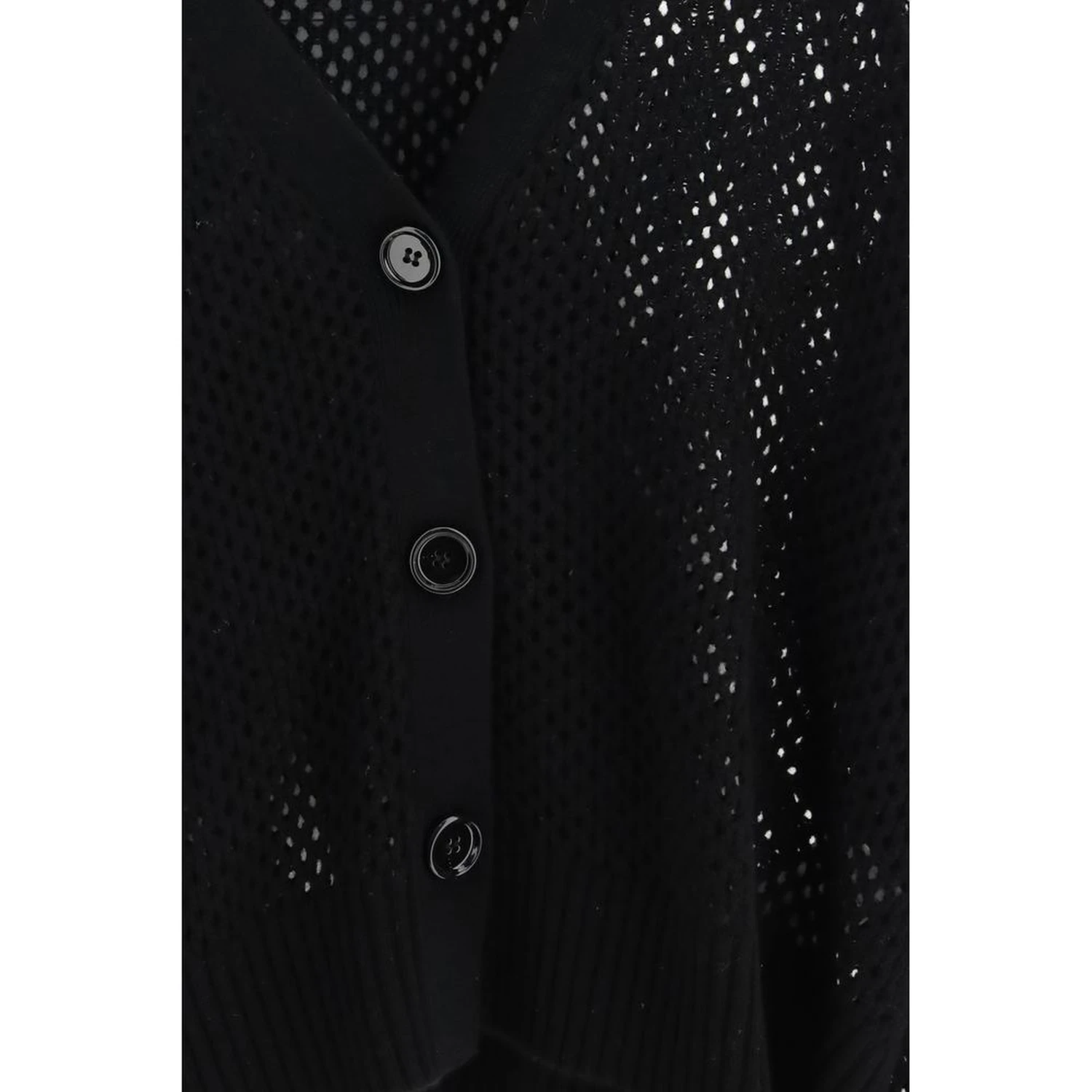 Black Fleece Wool Cardigan