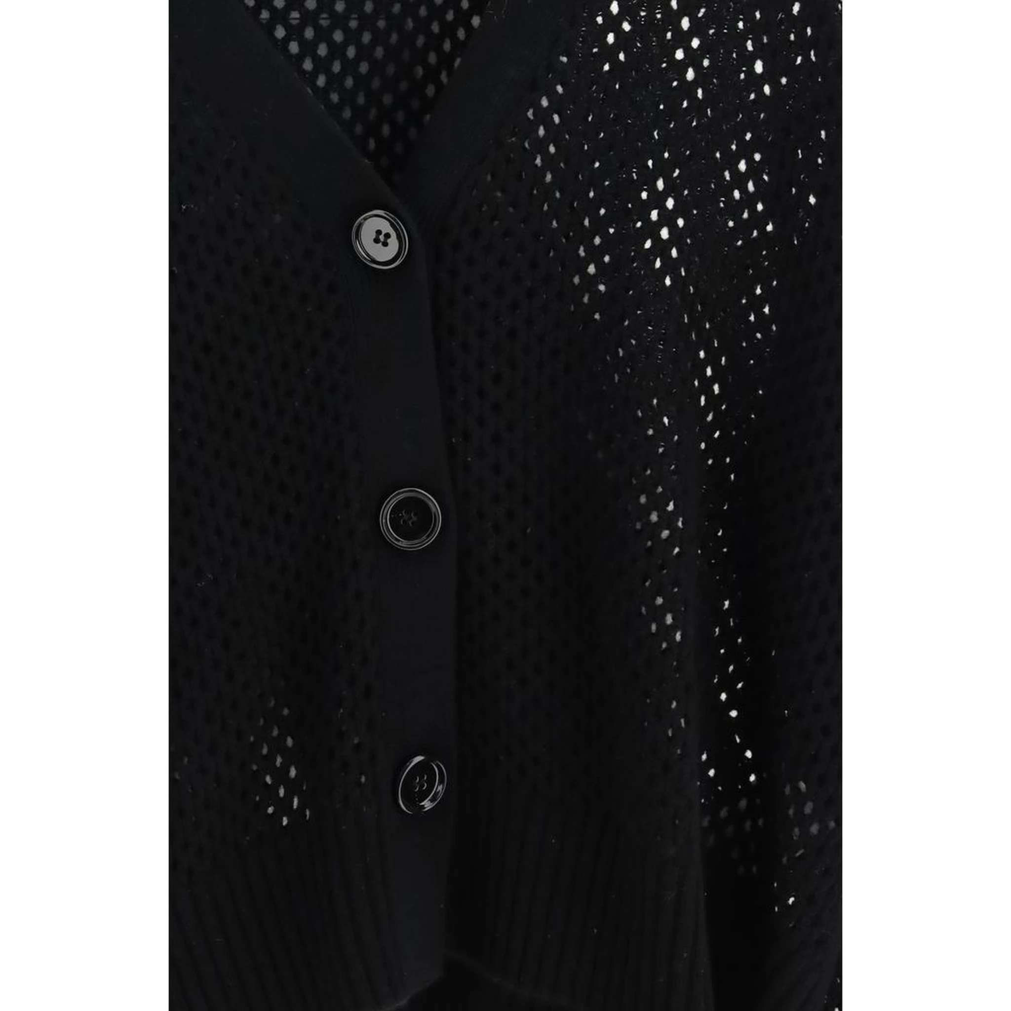 Black Fleece Wool Cardigan