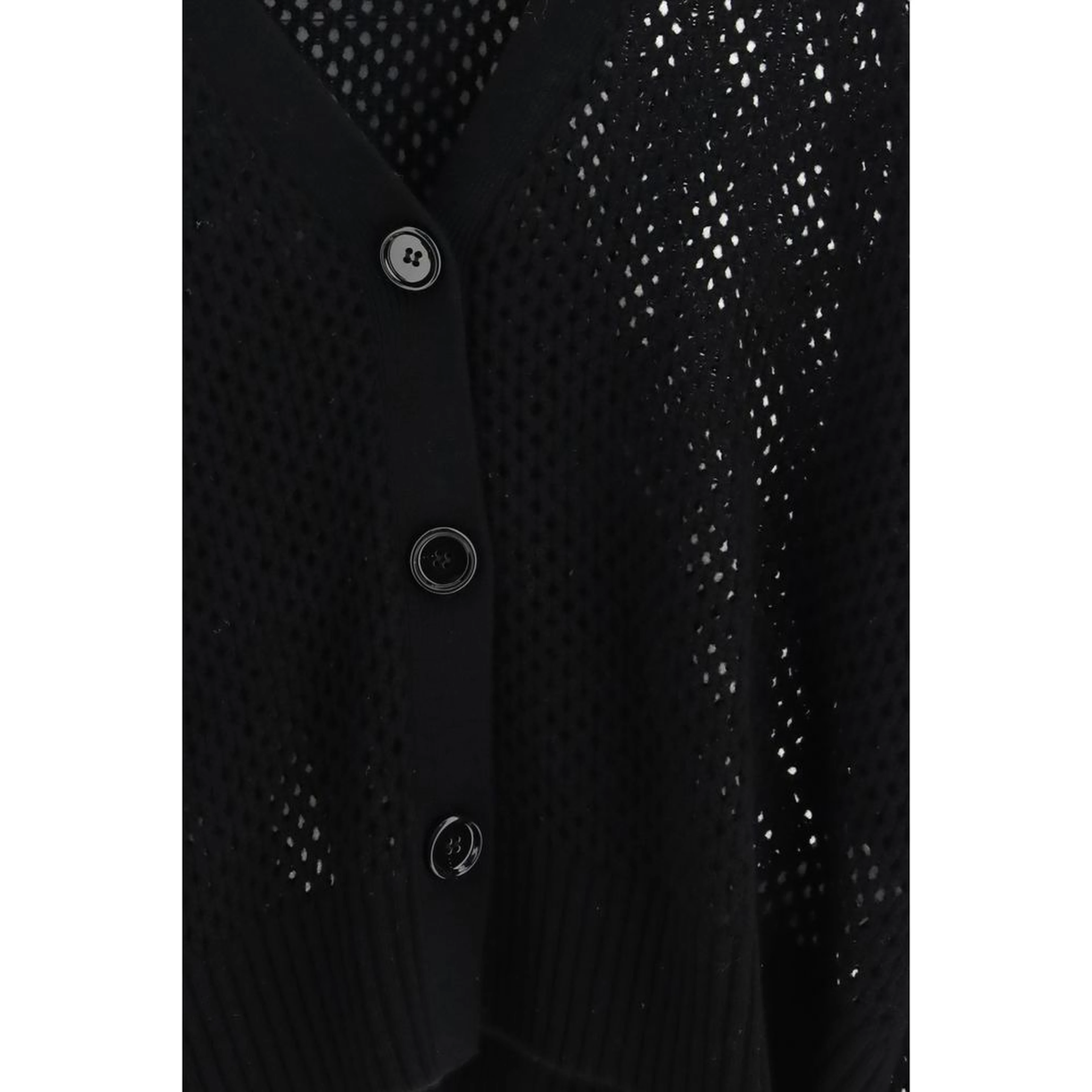 Black Fleece Wool Cardigan
