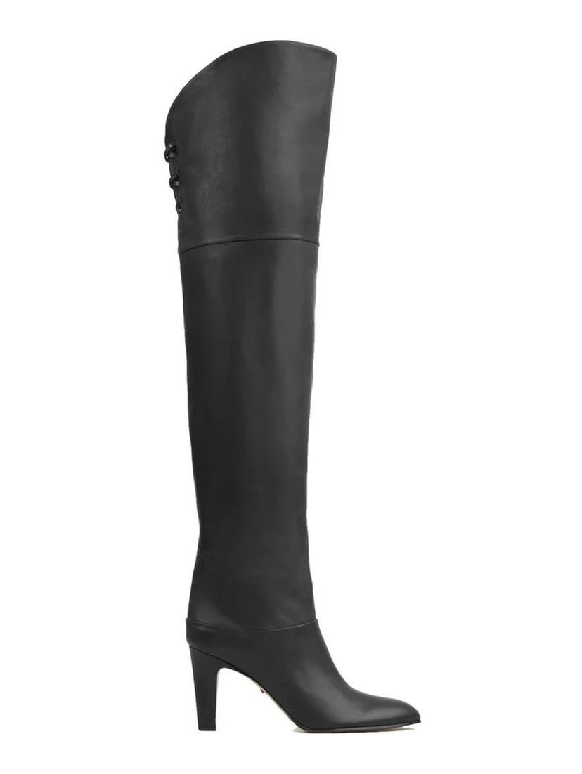 Black Calfskin Over The Knee