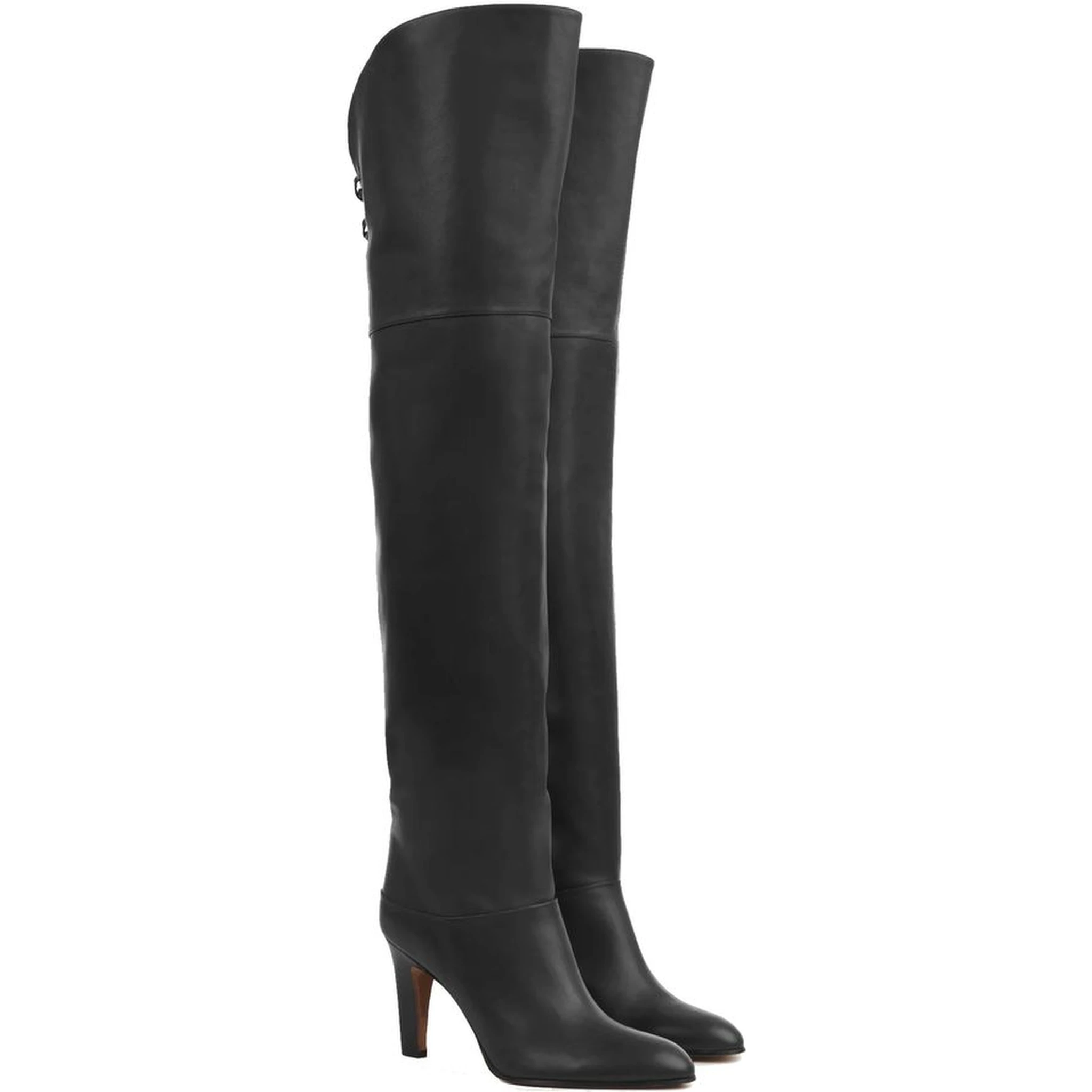 Black Calfskin Over The Knee