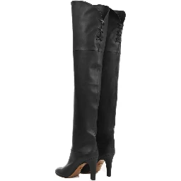 Black Calfskin Over The Knee