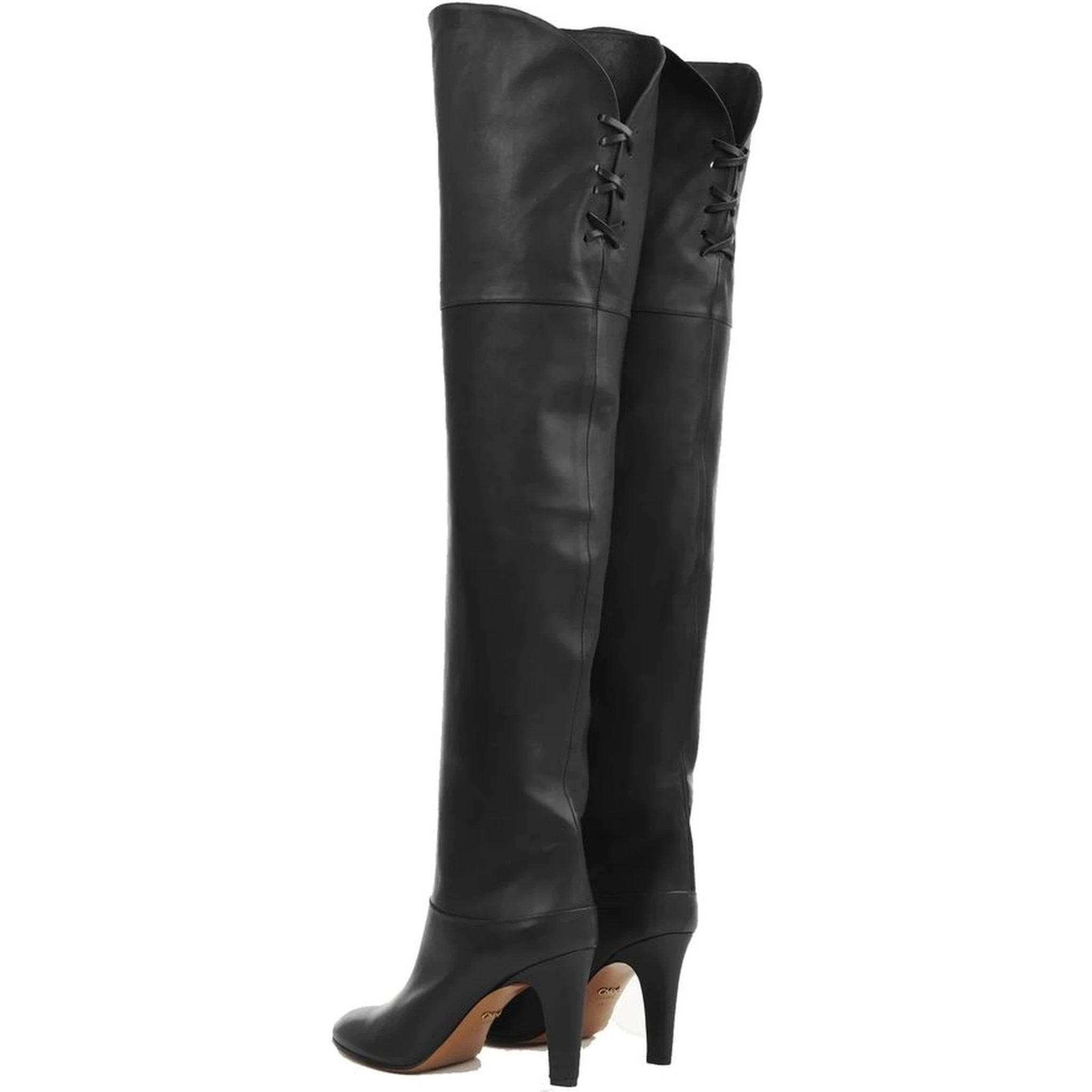 Black Calfskin Over The Knee