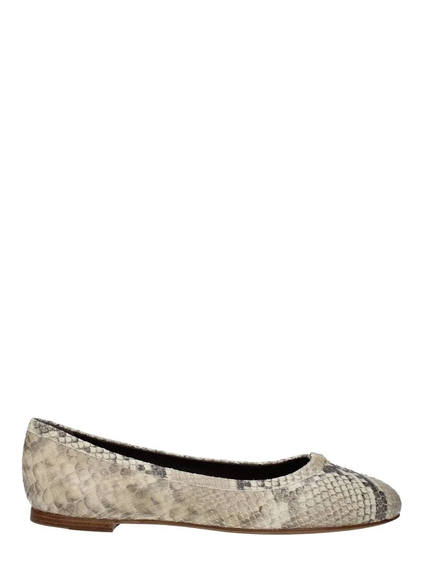 Beige Goatskin Ballet Flats