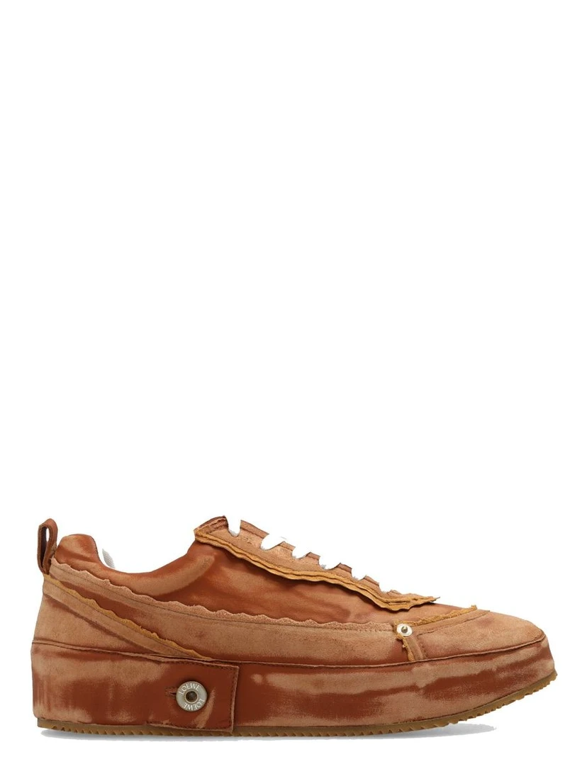 Brown Calfskin Platform Sneakers