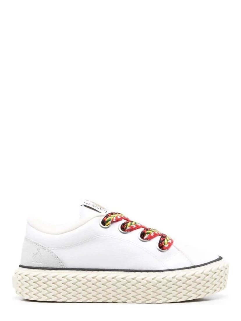 White Cotton Low Top Sneakers