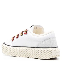 White Cotton Low Top Sneakers