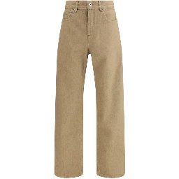 Beige Cotton Straight-Leg Jeans