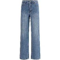 بنطلون جينز أزرق قطني بقصة مستقيمة