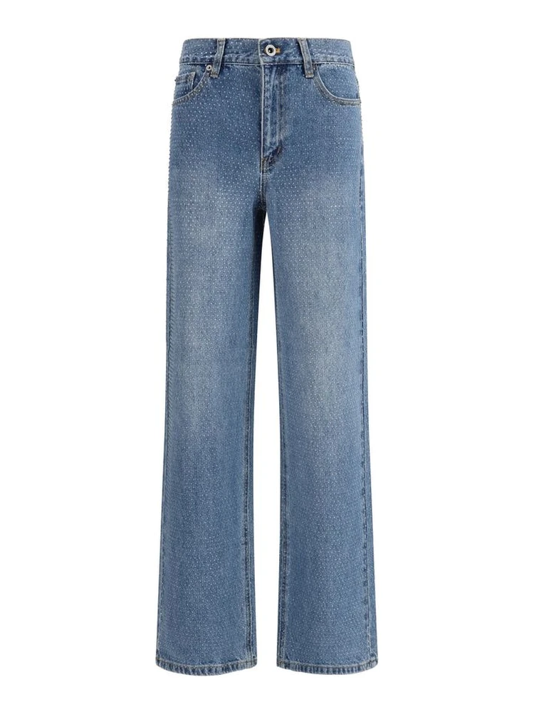 Blue Cotton Straight-Leg Jeans