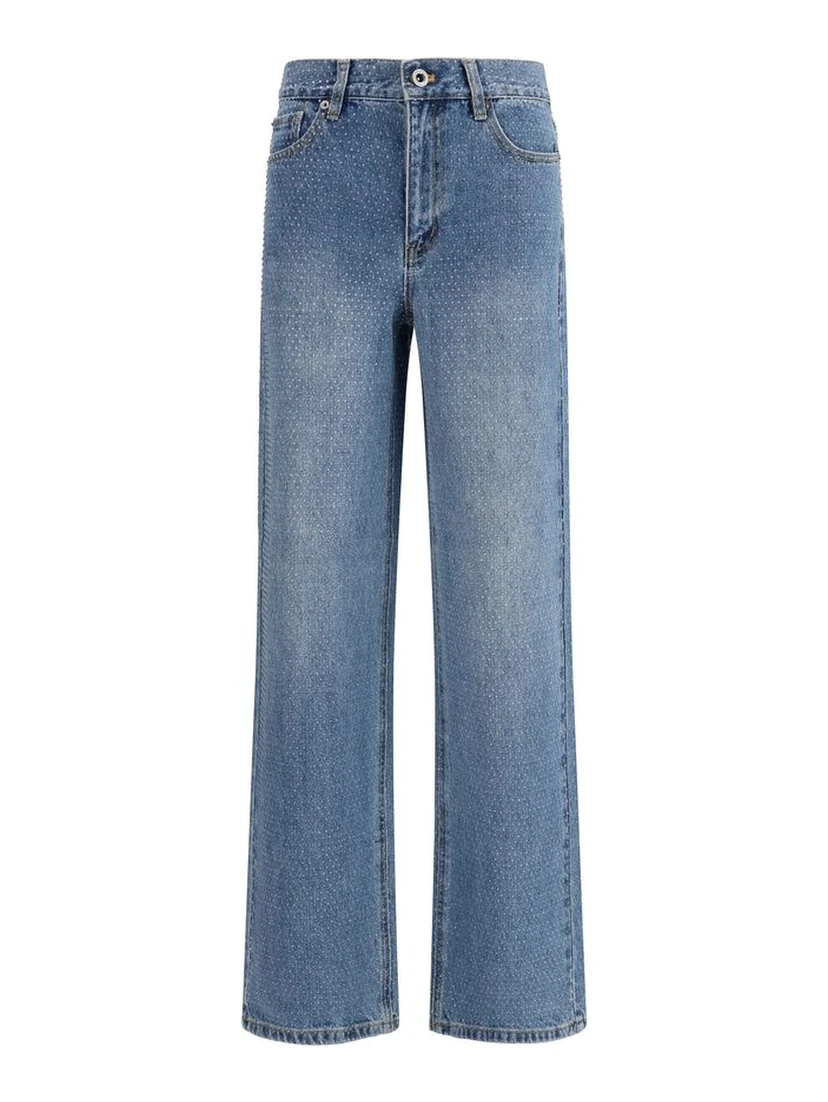 Blue Cotton Straight-Leg Jeans
