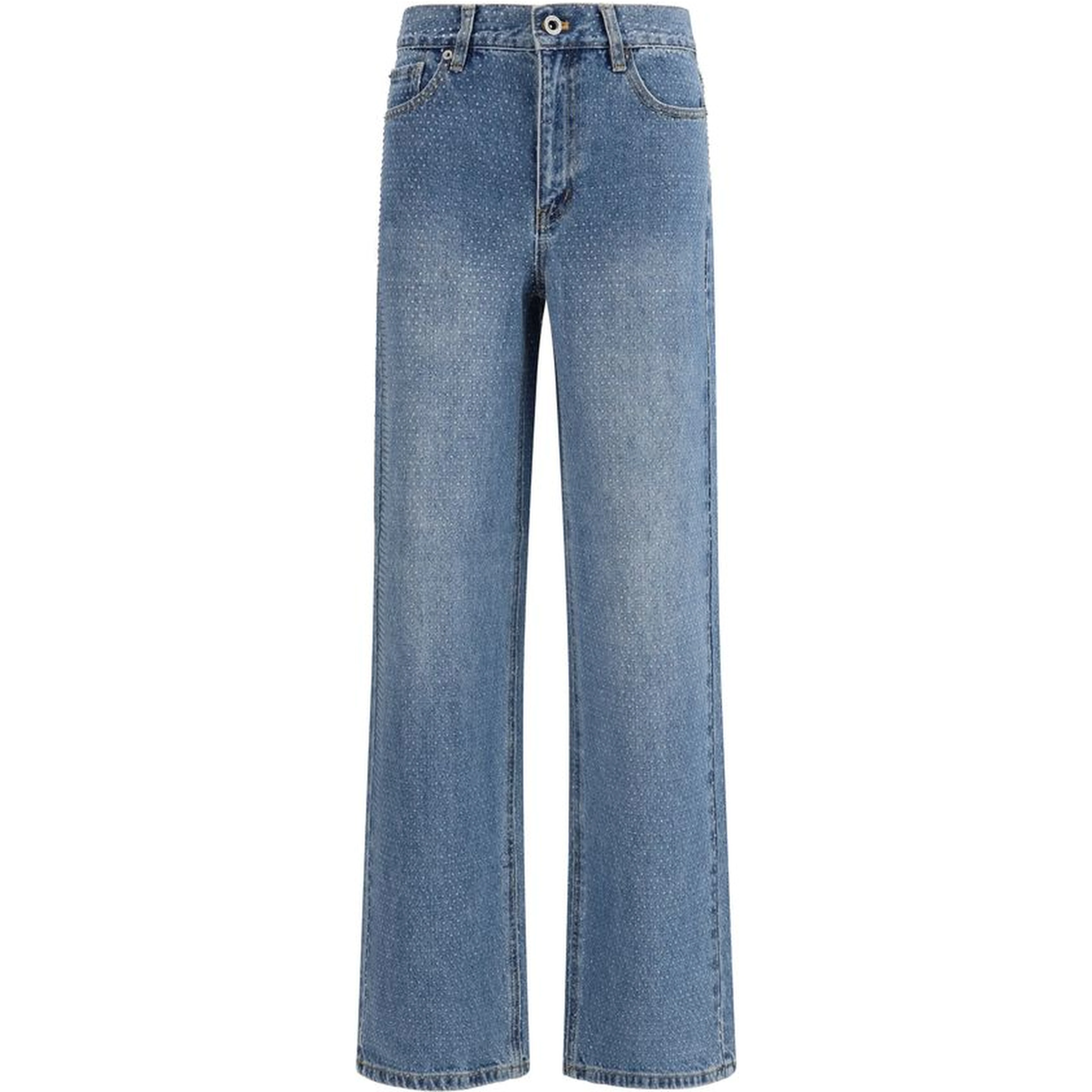 Blue Cotton Straight-Leg Jeans