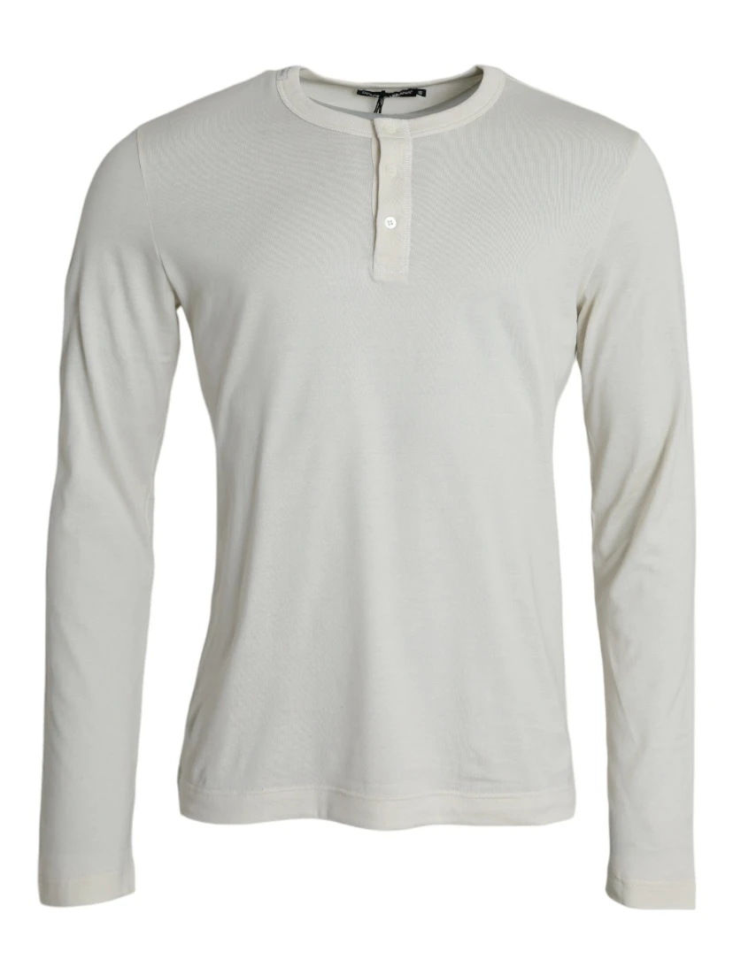 White Cotton Long Sleeve T-Shirt