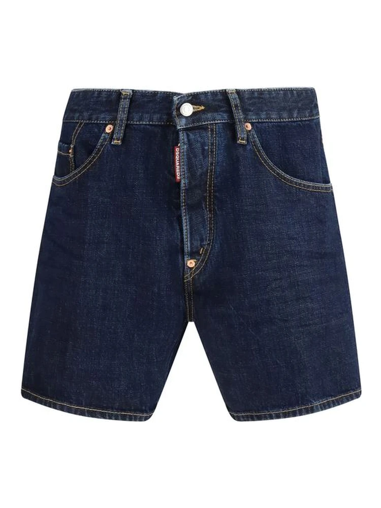 Blue Cotton Bermuda Shorts