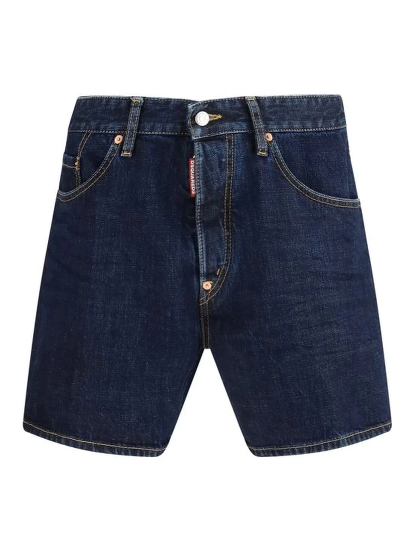 Blue Cotton Bermuda Shorts