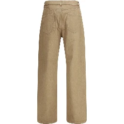Beige Cotton Straight-Leg Jeans
