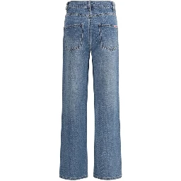 بنطلون جينز أزرق قطني بقصة مستقيمة