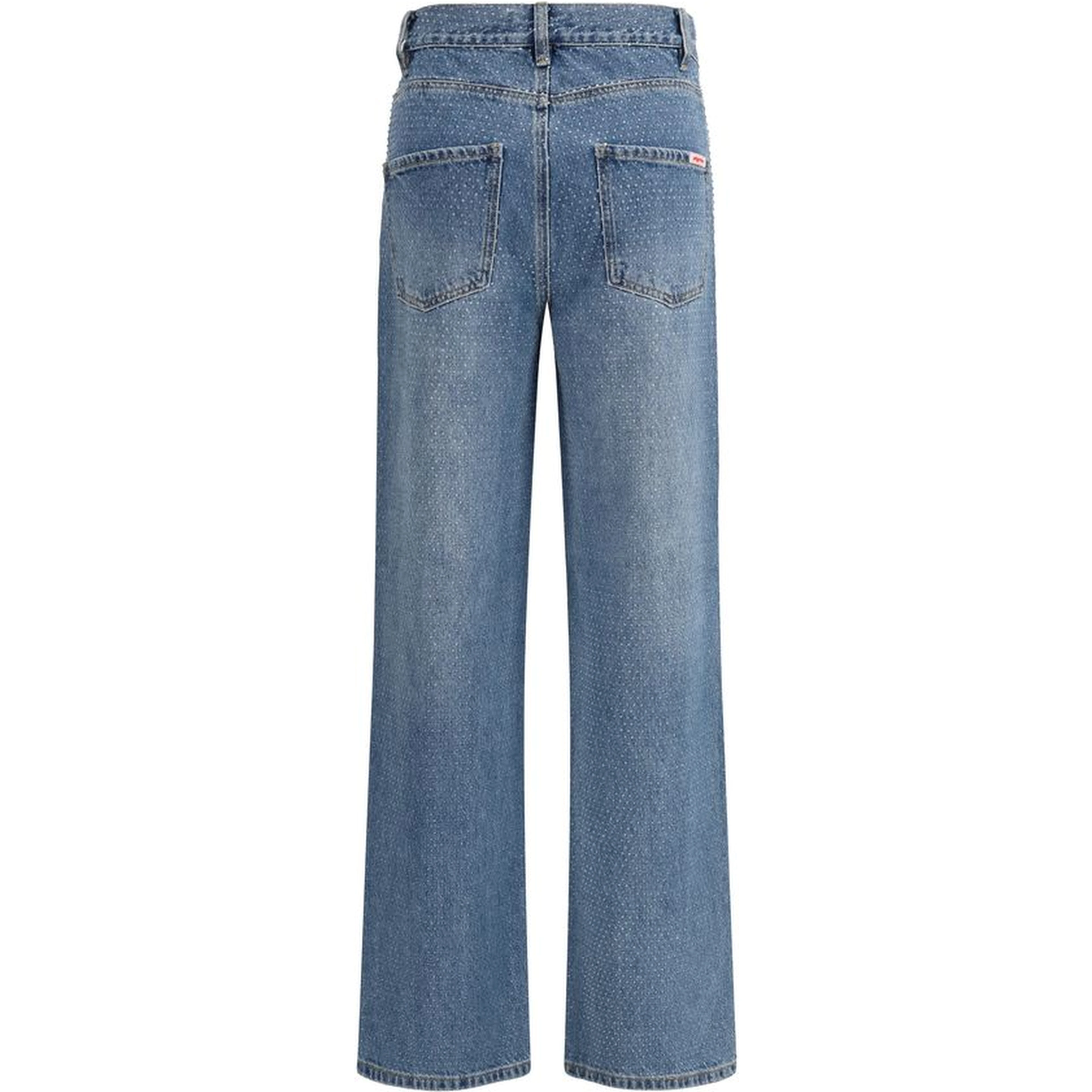 Blue Cotton Straight-Leg Jeans