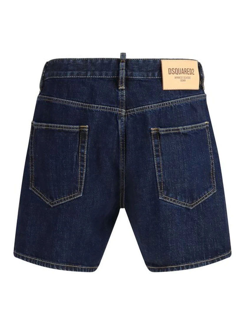 Blue Cotton Bermuda Shorts