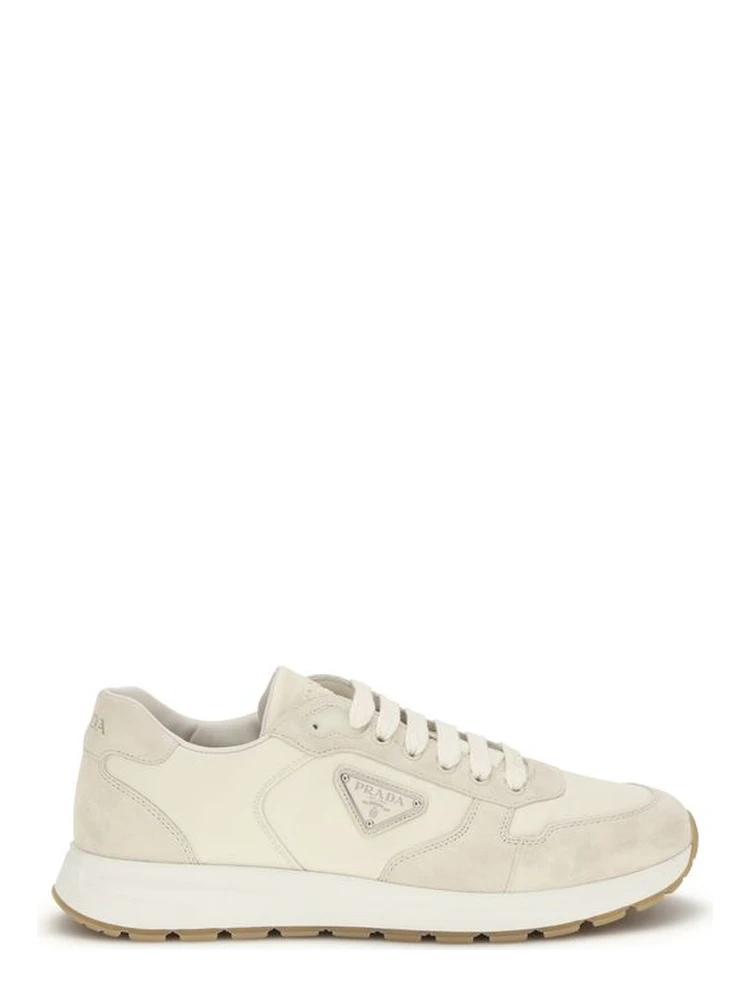 Beige Nylon Low Top Sneakers