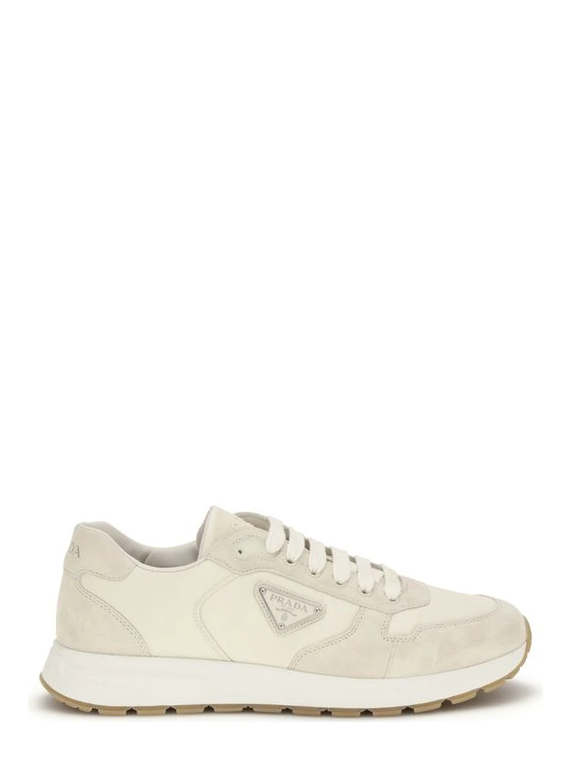 Beige Nylon Low Top Sneakers