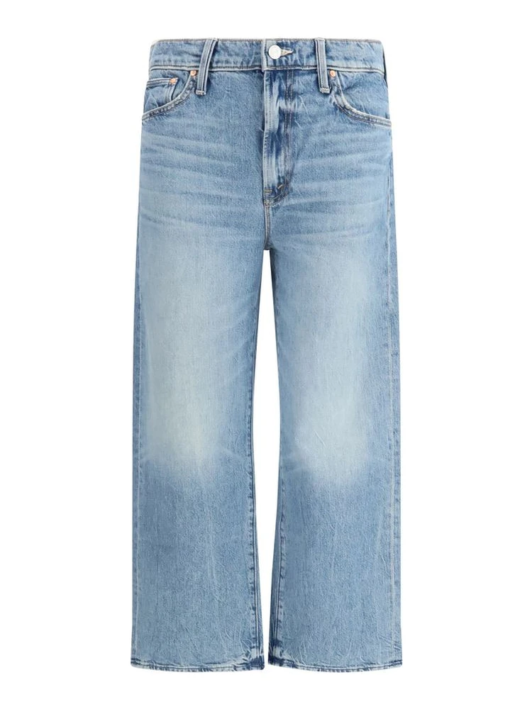 Blue Cotton Cropped Jeans