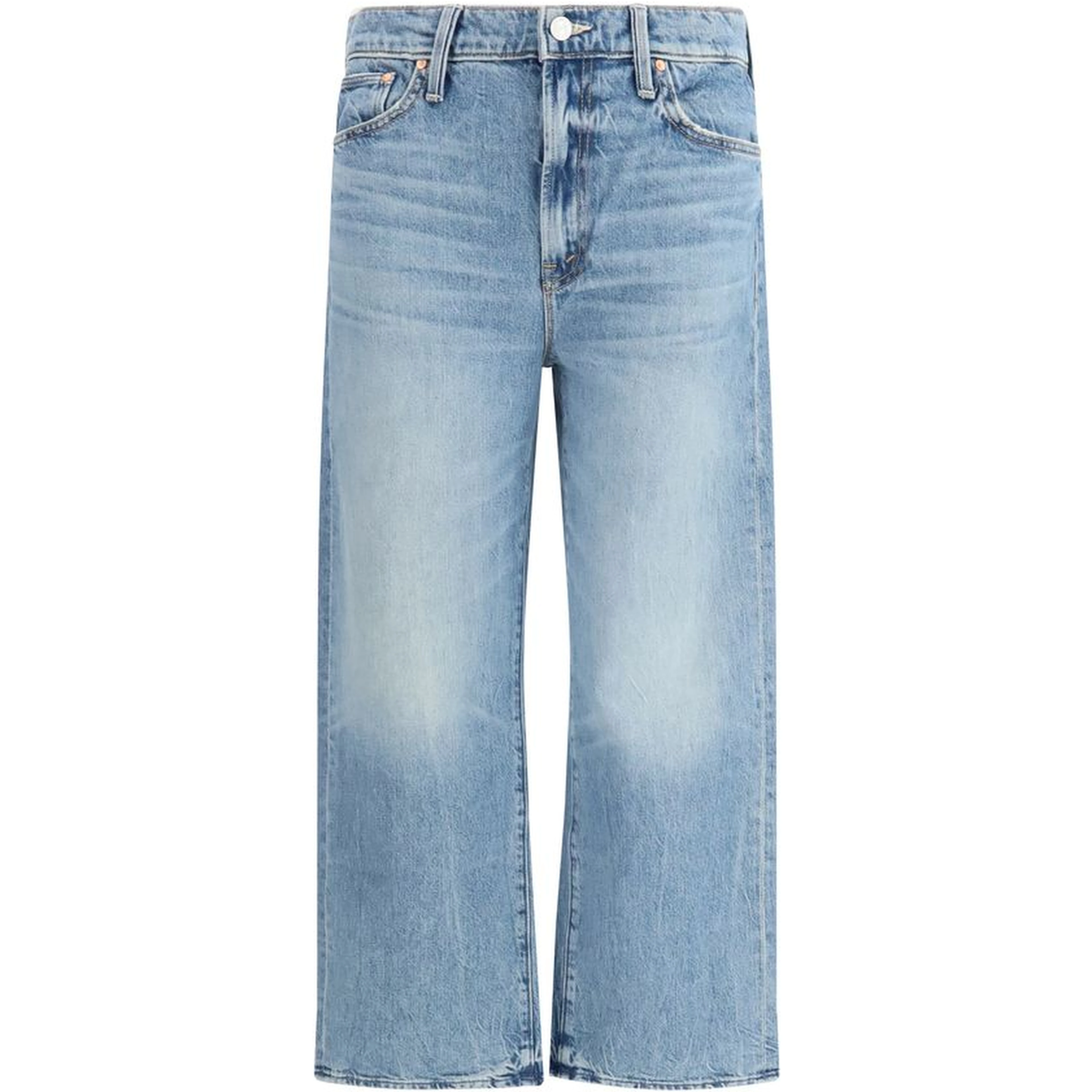 Blue Cotton Cropped Jeans
