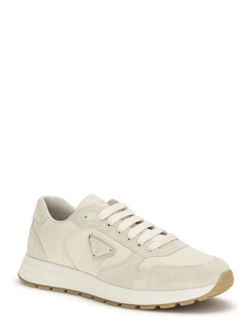 Beige Nylon Low Top Sneakers