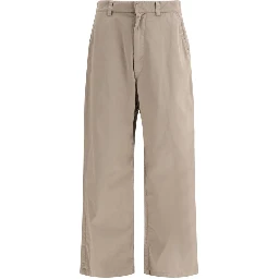 Beige Cotton Casual Pants