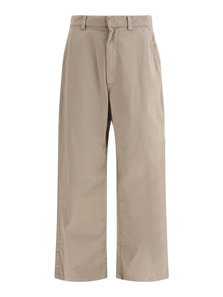 Beige Cotton Casual Pants