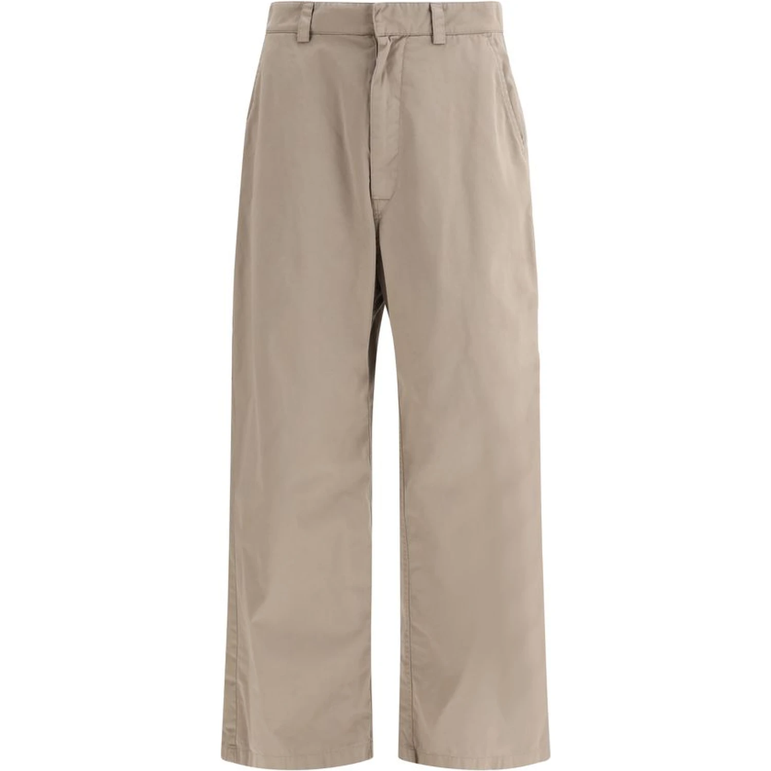 Beige Cotton Casual Pants