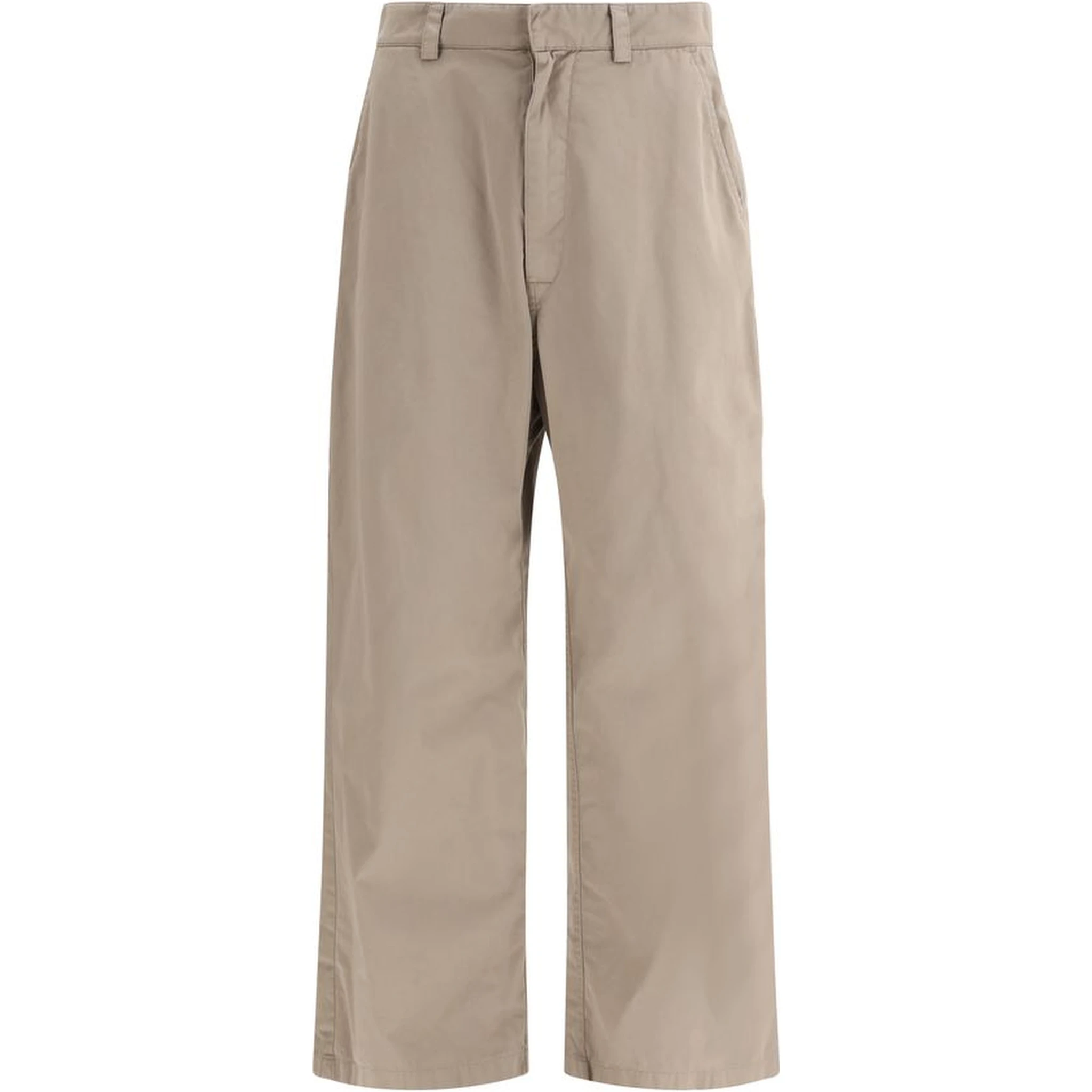 Beige Cotton Casual Pants