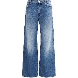 Blue Cotton Flared Jeans