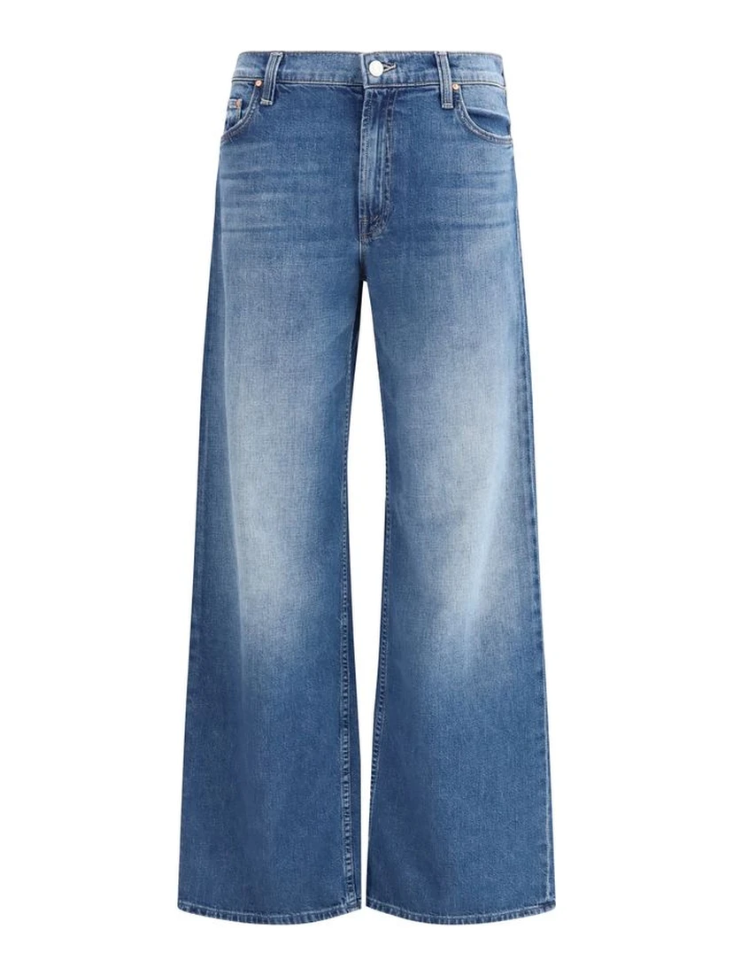 Blue Cotton Flared Jeans