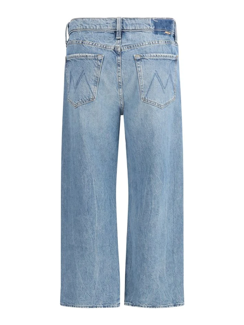 Blue Cotton Cropped Jeans